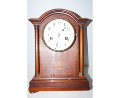 Edwardian inlaid mahogany mantle clock 