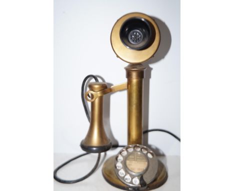 Vintage brass candle stick telephone Height 31 cm