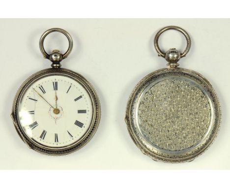 A SWISS SILVER HUNTING CASED LEVER WATCH AND A SILVER CYLINDER WATCH