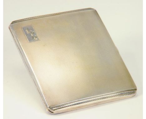 A GEORGE VI SILVER CIGARETTE CASE, ENGINE TURNED, BIRMINGHAM 1946, 4OZS