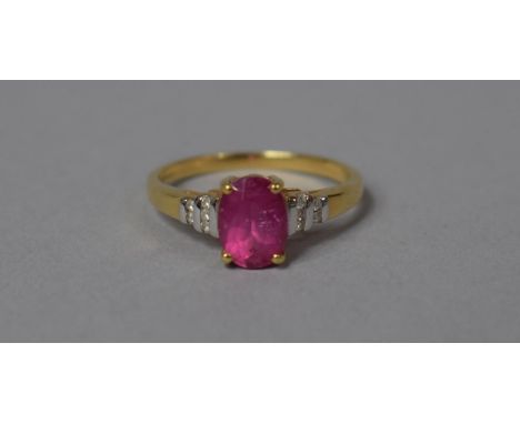 An 18ct Gold, Diamond and Pink Tourmaline Dress Ring, Size M 