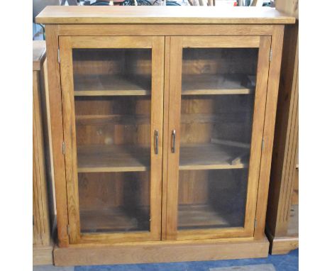 A Modern Glazed Two Shelf Bookcase, 100cm wide 