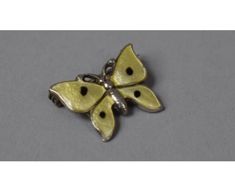 A Small Silver and Enamel Butterfly Brooch 