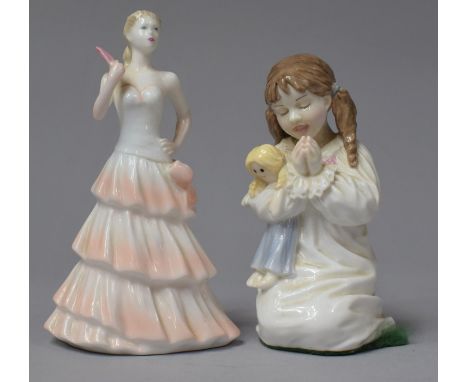 A Coalport Figure, Katie Together with a Royal Worcester "Katie's Day" Bed Time Figure 