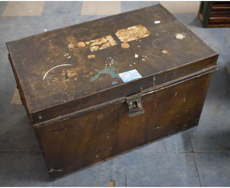 A Vintage Metal Tool Chest with Hinged Lid, 73cm Wide 