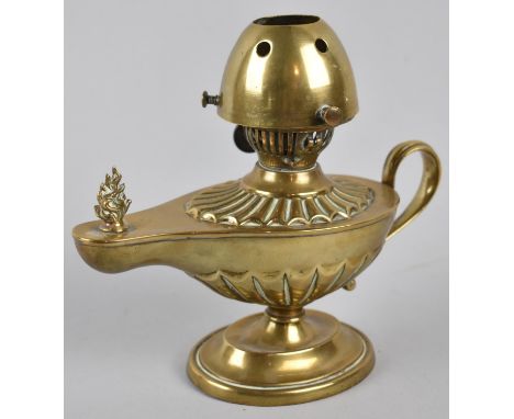 A Late 19th Century Novelty Brass Oil Lamp in the Form of an Aladdin's Lamp, Weighted Base, by Messenger's, Birmingham, 19cm 