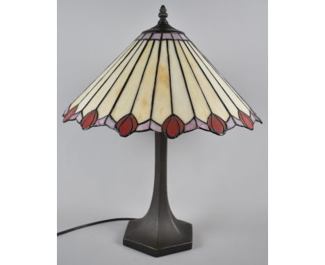 A Reproduction Tiffany Style Table Lamp with Shade, 50cm high 