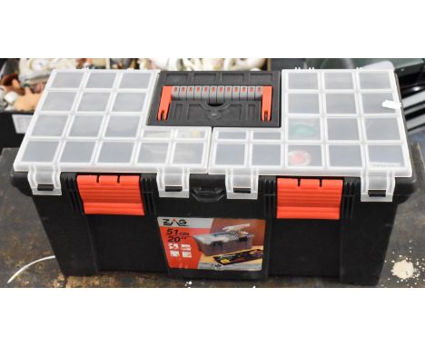 A Modeller's Tool Box Containing Electric Train Controller, Screws, Nuts, Bolts etc 