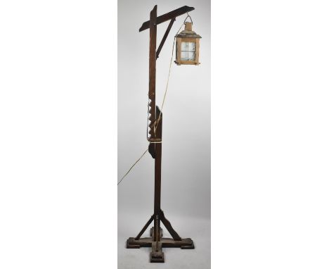 A Mid 20th Century Oak Adjustable Reading lamp 