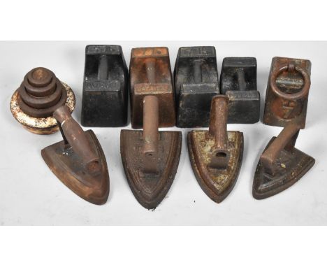 A Collection of Various Avery Scale Weights, Cast Iron Flat Irons etc 