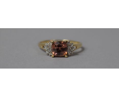 A 9ct Gold, Morganite and White Quartz Chip Type Stone Dress Ring, Size N 