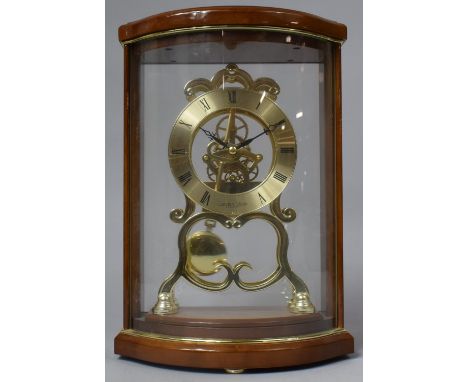 Modern Battery Operated Skeleton Clock in Case, 30cm high 