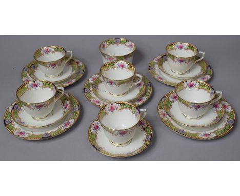 A Salisbury China Bradleys Sterling Pattern Tea Set to Comprise Six Cups, Sugar, Five Side Plates and Six Saucers 