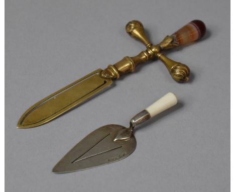 Two Bookmarks in the Form of Dagger and Trowel, the Latter with Silver Blade 