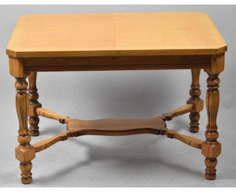 A Mid/Late 20th Century Rectangular Topped Coffee Table with Shaped Stretcher Shelf and Turned Reeded Supports, 63cm x 43cm a