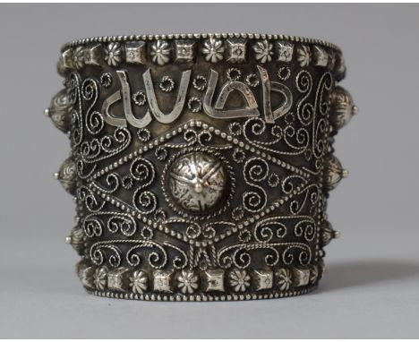 A Oriental Silver Bangle, Stamped 800 