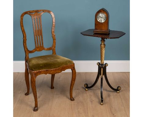 A Regency simulated rosewood tilt top metamorphic and height adjustable occasional table/pole screen with gilded spiral turne