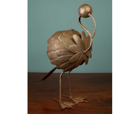A contemporary white metal sculpture of an exotic bird48cm highQty: 1Good condition with light rust marks and the odd minor f