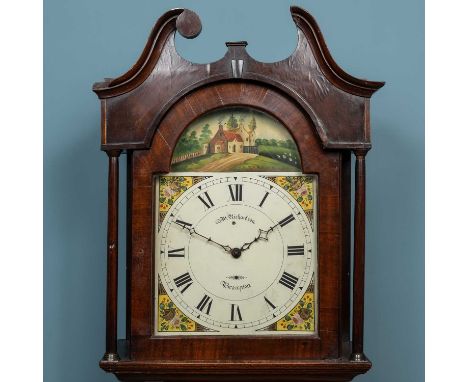 A 19th century mahogany cased thirty-hour longcase clock with painted arching dials signed 'W Richardson of Brampton'57.5cm w