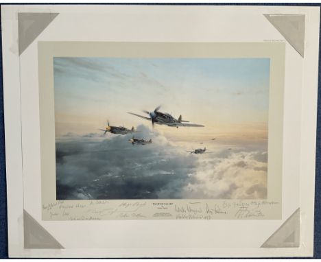 Flight of Eagles Multiple signed Robert Taylor Print. Signed by 14 Luftwaffe aces and Taylor. Includes Adolf Galland, Hans E 