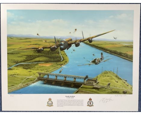 WW2 Colour Print Kembs Incident by Keith Aspinall Signed by Murray Valentine, limited edition no 67 / 300 also Signed by the 