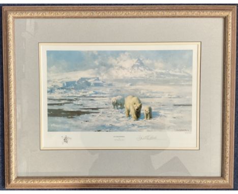David Shepherd signed 25x21 framed and mounted print titled Iced Wilderness limited edition number 1218/1500. Good condition.