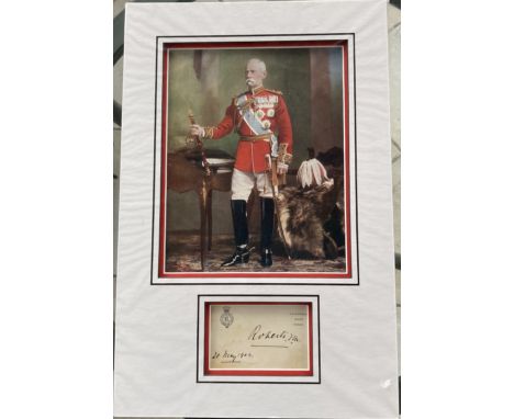 Field Marshal Frederick Roberts VC signed envelope mounted with 10 x 8 inch colour full portrait photo to approx. 16 x 12 inc