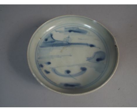 A Vung Tau Chinese Kangxi Period Shipwreck Recovered Cargo Saucer with Riverscape Decoration with Harrods Knightsbridge Authe