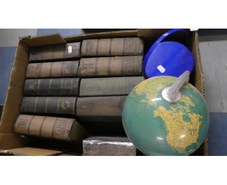 A Box Containing Vintage Books, Table Globe Etc