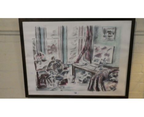 A Framed Limited Edition Print Depicting Artist at Work in Studio 