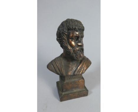 A Bronze Effect Bust of A Greek Gentleman, 17 cm High