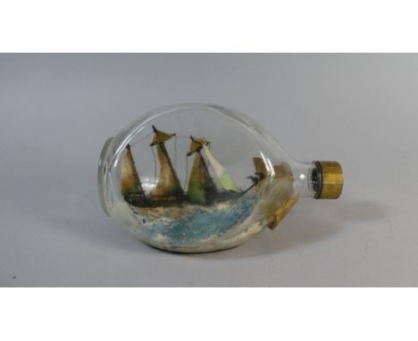 A 20th Century Folk Art Ship In Bottle, 23cm Long