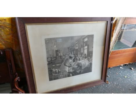 A Framed Monochrome First World War Print, Wounded, The London Hospital 