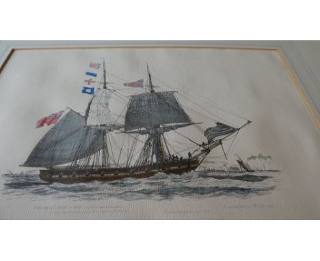 A Mounted by Unframed Print, The Wolf Brig of War 