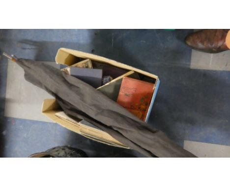 A Box of Vintage Books and A Fishing Rod 
