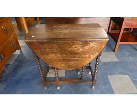An Oak Barley Twist Gate Leg Occasional Table, 72 cm Wide