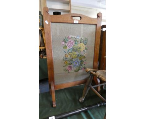 An Edwardian Tapestry Fire Screen 