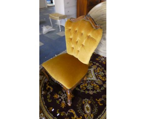 A Button Upholstered Late Victorian Walnut Framed Ladies Nursing Chair 