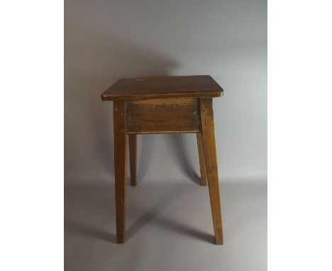 A Vintage Pine Stool with Rectangular Top, 36 cm Long