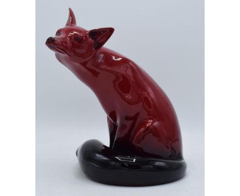 Large Royal Doulton flambé fox, 23.5cm tall.  In good condition with no obvious damage or restoration. Some light scratches a