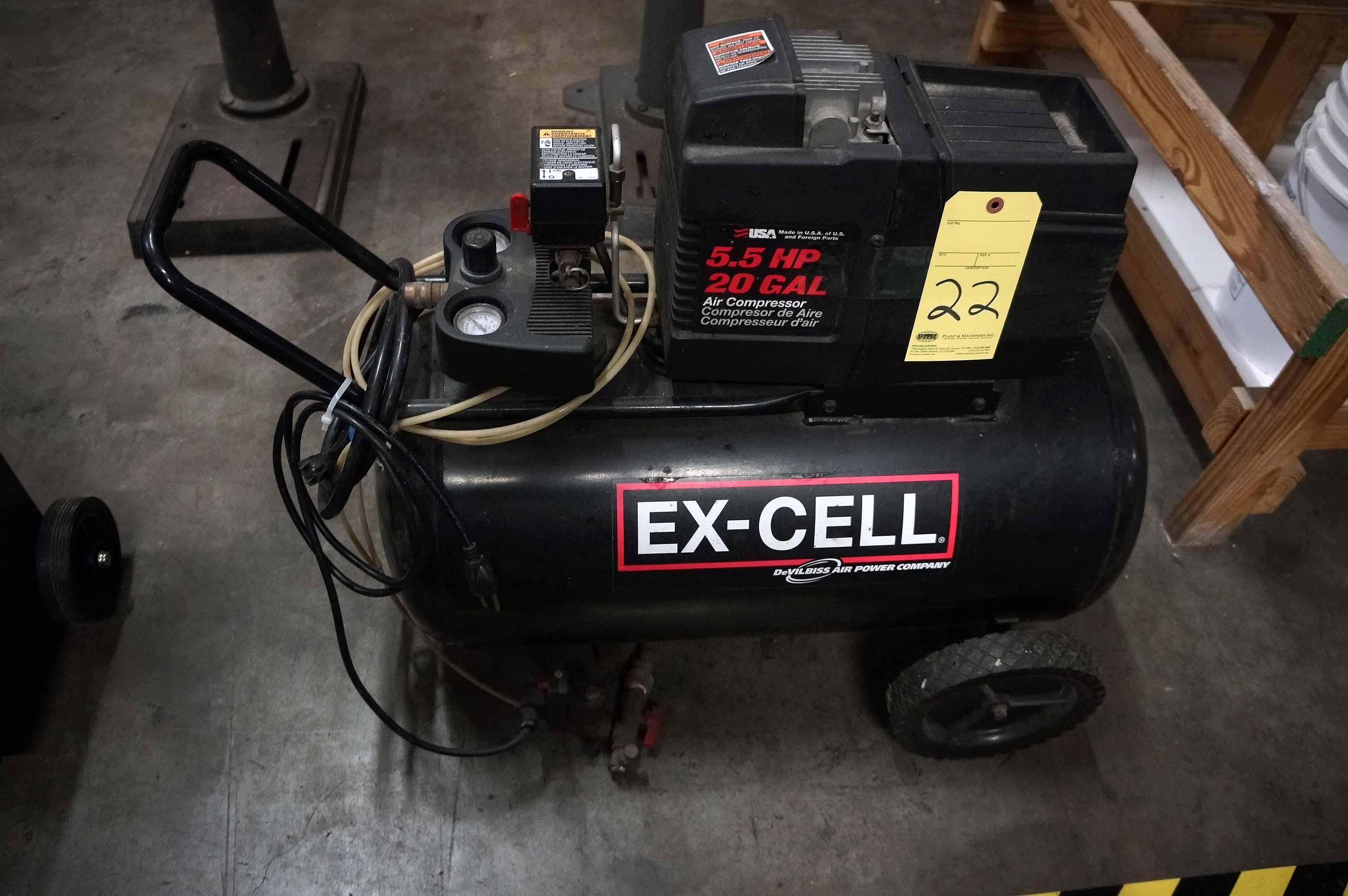 AIR COMPRESSOR, DEVILBISS EXCEL MDL. EXFC5520, 51/2 HP motor, 20 gal