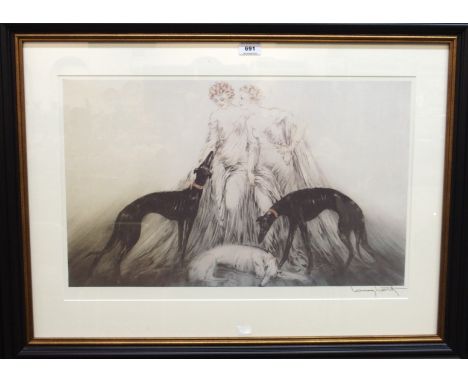 AFTER LOUIS ICART Women with greyhounds, print, 39 x 60cm Condition Report: Available upon request