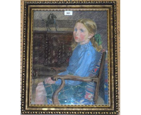 K V EADIE Portrait of a girl seated, signed, pastel, 45 x 36cm Condition Report: Available upon request