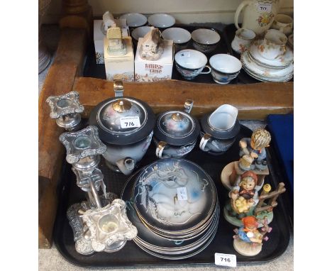 Three Goebel figures including Chicken Licken, A fair measure and Apple Tree Girl, Lilliput Lane models, Japanese teaset and 