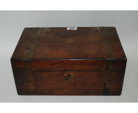 A Victorian mahogany and brass bound writing slope and tea caddy (2) Condition Report: Available upon request