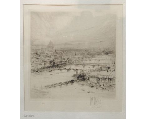 WILLIAM WALCOT London, signed, etching, 15 x 13cm and JAMES HAMILTON GLASS Autumn Leaves, signed, watercolour, 35 x 23cm (2) 