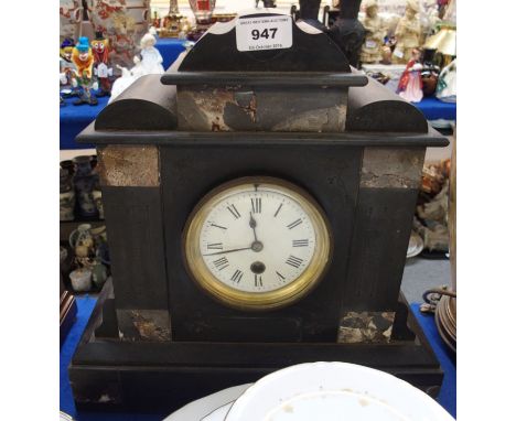 A Slate and marble mantle clock Condition Report: Available upon request