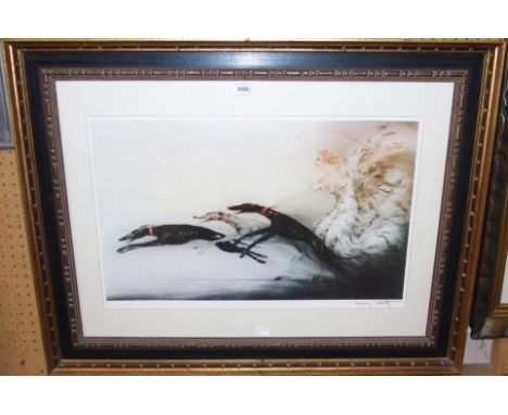 AFTER LOUIS ICART Woman with grey hounds, print, 35 x 55cm and two others (3) Condition Report: Available upon request