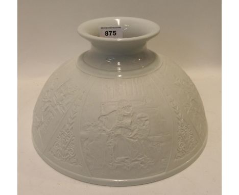 A lithophane porcelain oil lamp shade depicting Victorian scenes of children with grandparents, 15cm high Condition Report: ,