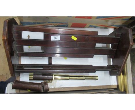 An extending book trough, together with a two drawer telescope, cased